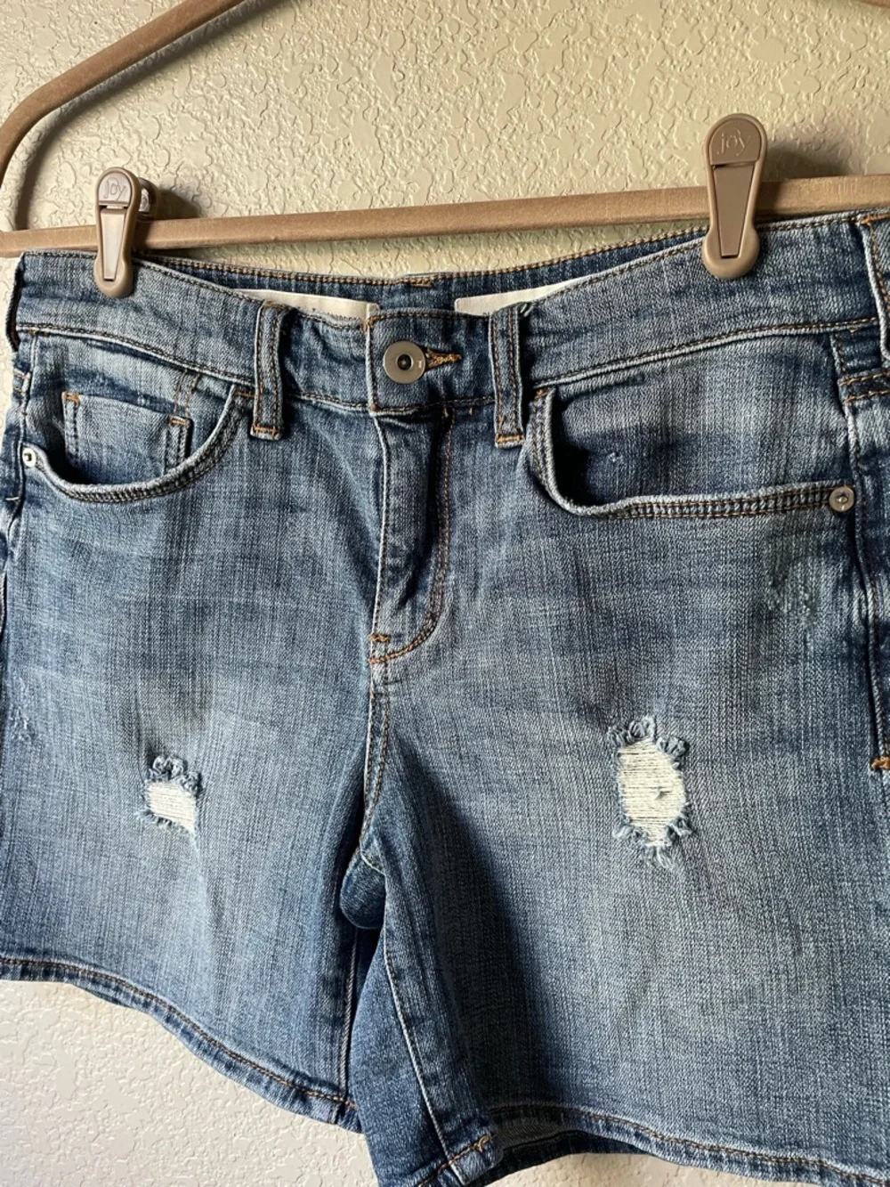 Pilcro and the Letterpress Womens 29 Slim Boyfriend Distressed Denim Jean Shorts